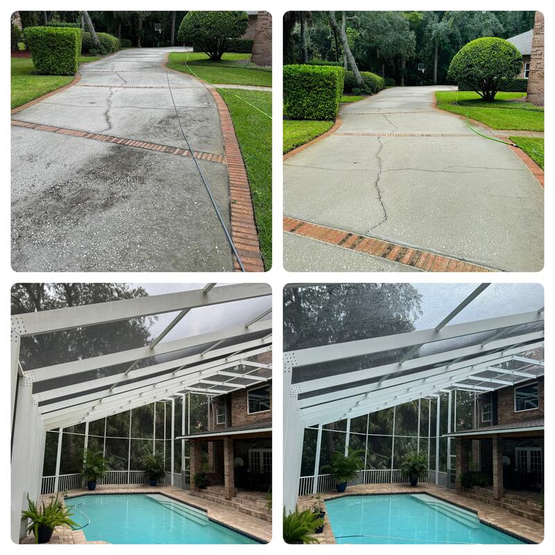 Driveway and pool cage cleaning