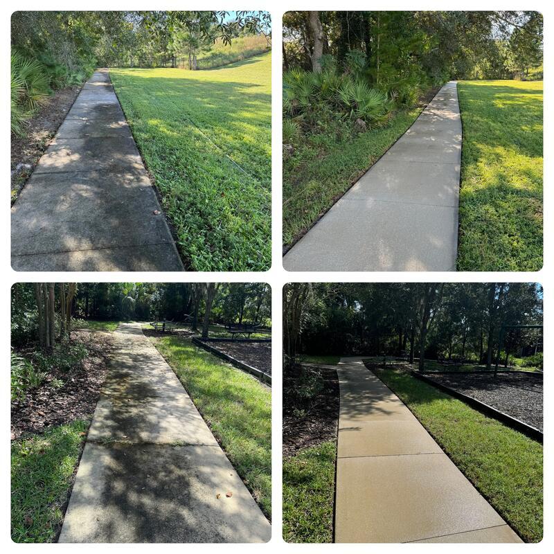 Sidewalk pressure washing
